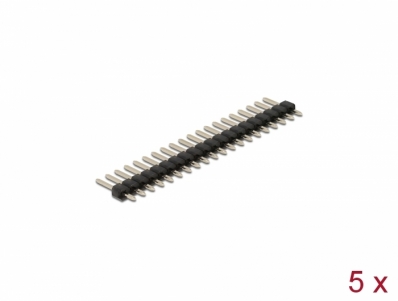 Delock Pin header 20 pin, pitch 2.54 mm, 1-row, straight, 5 pieces