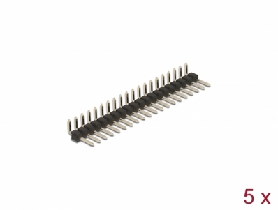 Delock Pin header 20 pin, pitch 2.54 mm, 1-row, angled, 5 pieces