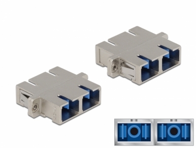 Delock Optical Fiber Coupler SC Duplex female to SC Duplex female Single-mode metal