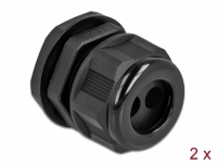 Delock Cable Gland PG21 for round cable with two cable entries black 2 pieces