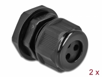 Delock Cable Gland PG13.5 for round cable with three cable entries black 2 pieces
