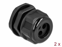 Delock Cable Gland PG21 for round cable with three cable entries black 2 pieces