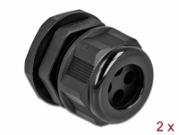 Delock Cable Gland PG21 for round cable with four cable entries black 2 pieces