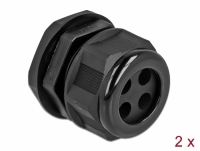 Delock Cable Gland PG29 for round cable with four cable entries black 2 pieces
