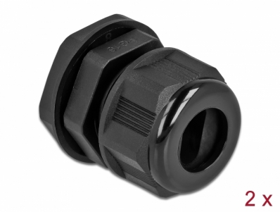 Delock Cable Gland PG16 for flat cable black 2 pieces