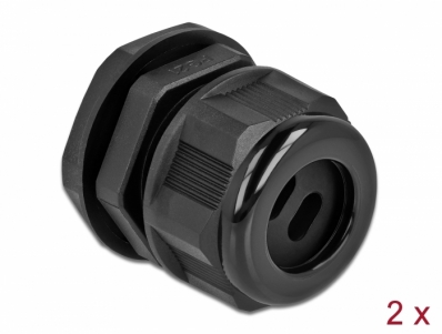 Delock Cable Gland PG21 for flat cable with two cable entries black 2 pieces