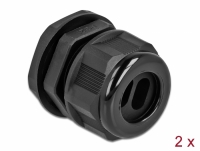 Delock Cable Gland PG21 for flat cable with two cable entries black 2 pieces