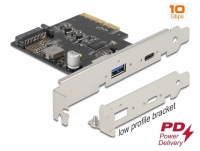 Delock PCI Express x4 Card to 1 x external USB Type-C™ female with PD function + 1 x external USB Type-A female SuperSpeed USB 1