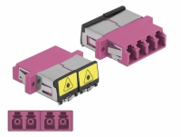 Delock Optical Fiber Coupler with laser protection flip LC Quad female to LC Quad female Multi-mode violet