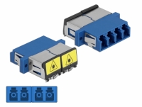 Delock Optical Fiber Coupler with laser protection flip LC Quad female to LC Quad female Single-mode blue