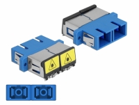 Delock Optical Fiber Coupler with laser protection flip SC Duplex female to SC Duplex female Single-mode blue