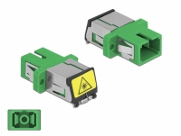 Delock Optical Fiber Coupler with laser protection flip SC Simplex female to SC Simplex female Single-mode green