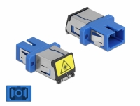 Delock Optical Fiber Coupler with laser protection flip SC Simplex female to SC Simplex female Single-mode blue