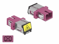 Delock Optical Fiber Coupler with laser protection flip SC Simplex female to SC Simplex female Multi-mode violet