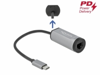 Delock USB Type-C™ Adapter to Gigabit LAN with Power Delivery port grey