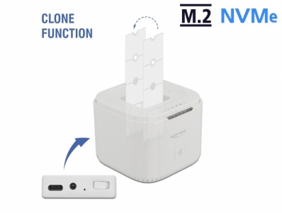 Delock M.2 Docking Station for 2 x M.2 NVMe PCIe SSD with Clone function