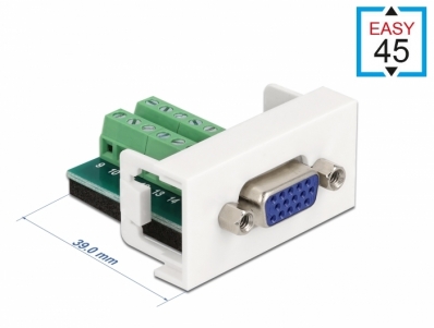 Delock Easy 45 Modul VGA Buchse zu 16 Pin Terminalblock 22,5 x 45 mm