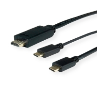 ROLINE Type C - HDMI + USB C Cable, M/M, 1 m