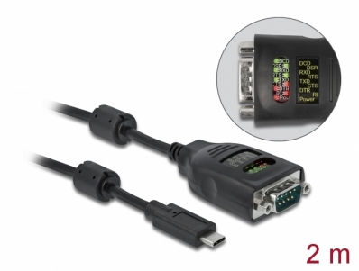 Delock USB Type-A to Serial DB9 Adapter with 9 LED RS-232 Tester