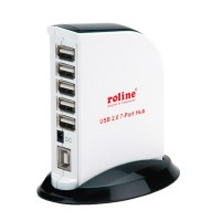 ROLINE USB 2.0 Hub "Black &amp; White", 7 Ports, with Power Supply