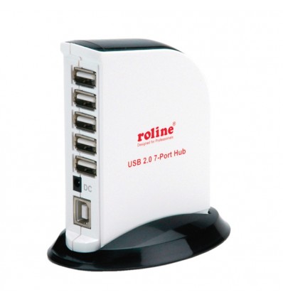 ROLINE USB 2.0 Hub "Black &amp; White", 7 Ports, with Power Supply