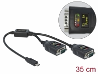 Delock Lighting Adapter USB Type-C™ to 2 x Serial RS-232 DB9 with 15 kV ESD protection