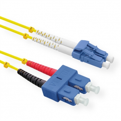ROLINE Fibre Optic Jumper Cable duplex, 9/125µm, OS2, LC/SC, duplex, yellow, 3 m