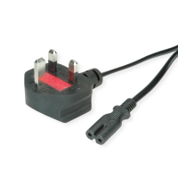 VALUE UK Power Cable, 2-pin, black, 3A, 1.8 m