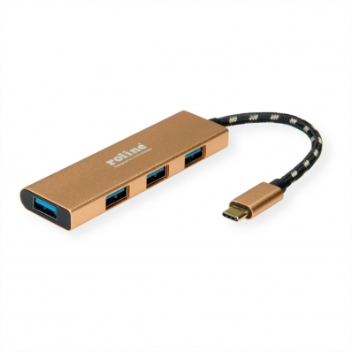 ROLINE GOLD USB 3.2 Gen 1 Hub, 4 Ports, Type C connection cable