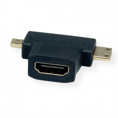 VALUE HDMI T-Adapter, HDMI - HDMI Mini + HDMI Micro