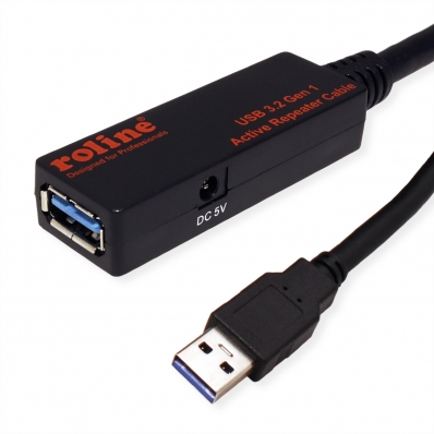 ROLINE USB 3.2 Gen 1 Active Repeater Cable, black, 20 m