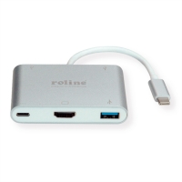 ROLINE Type C - HDMI Adapter, M/F, 3x USB 3.2 Gen 1 A F, 1x PD (Power Delivery)