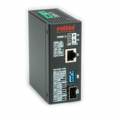 ROLINE Industrial Converter, 10/100/1000T - 100/1000 Fiber