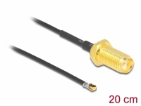 Delock Antenna Cable SMA jack bulkhead to MHF® 4L LK plug 1.37 20 cm thread length 10 mm