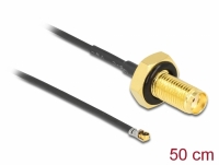 Delock Antenna Cable SMA jack bulkhead to MHF® 4L LK plug 1.37 50 cm thread length 10 mm splash proof