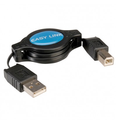 VALUE USB 2.0 Retractable Cable, Type A M - Type B M, 1.2 m