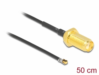 Delock Antenna Cable SMA jack bulkhead to MHF® 4L LK plug 1.37 50 cm thread length 10 mm