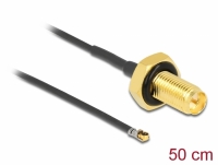 Delock Antenna Cable RP-SMA jack bulkhead to MHF® 4L LK plug 1.37 50 cm thread length 10 mm splash proof