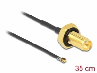 Delock Antenna Cable RP-SMA jack bulkhead to MHF® 4L LK plug 1.37 35 cm thread length 10 mm splash proof