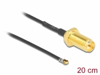 Delock Antenna Cable RP-SMA jack bulkhead to MHF® 4L LK plug 1.37 20 cm thread length 10 mm