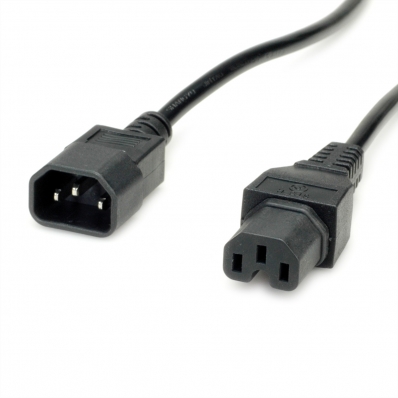 VALUE Powercable IEC320/C14 Male - C15 Female, black, 1.8 m