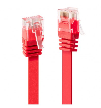 3m Cat.6 U/UTP Flat Network Cable, Red