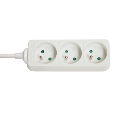 Lindy 3-Way French Schuko Mains Power Extension, White