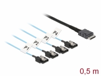 Delock Cable OCuLink SFF-8611 > 4 x SATA 7 pin 0.5 m metal