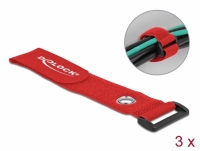 Delock Hook-and-loop cable tie with Loop and Fastening Eyelet L 280 x W 38 mm red 3 pieces