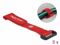 Delock Hook-and-loop cable tie with Loop and Fastening Eyelet L 150 x W 20 mm red 5 pieces