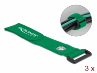 Delock Hook-and-loop cable tie with Loop and Fastening Eyelet L 280 x W 38 mm green 3 pieces