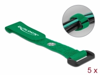 Delock Hook-and-loop cable tie with Loop and Fastening Eyelet L 150 x W 20 mm green 5 pieces