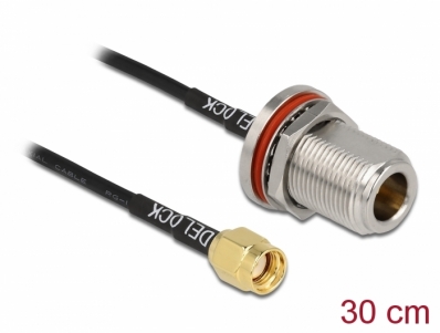 Delock Antenna Cable RP-SMA plug to N jack RG-174 30 cm