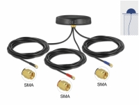 Delock Multiband LTE UMTS GSM GNSS Antenna 3 x SMA plug omnidirectional roof mount black outdoor
